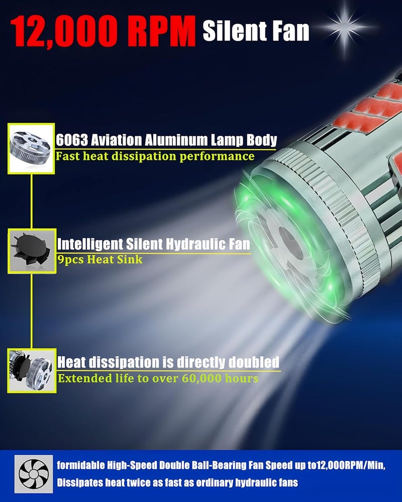 LEDYOTRY 1156 لمبات LED أمبر فائقة السطوع 4000LM ضوء إشارة الانعطاف مع مقاوم مدمج خالي من أخطاء CANBUS 7506 1156A 1003 1141 P21W BA15S لمبة للإشارة الأمامية والخلفية، مضادة للوميض المفرط (عبوة من 2) - Image 5
